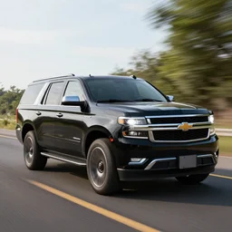 a black suv inspired by a 2 0 2 2 chevrolet suburban and 2 0 2 2 ford expedition driving down the road, a digital rendering, trending on cg society, regionalism, ultrafine detail, rendered in unreal engine, reimagined by industrial light and magic