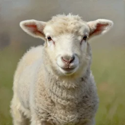 lamb wearing a sweater, painting, photorealistic,