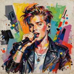 a messy painting of a pop star in the style of laszlo moholy - nagy and noriyoshi ohrai, trending on artstation, highly detailed, digital art