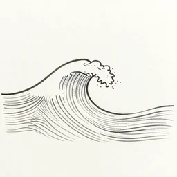 minimalist line drawing of ocean wave, thin long lines