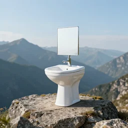 a toilette on the top of a mountain