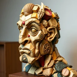 sculpture of 🐷, made of recycled materials, detailed, cubism, full color hd