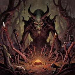 disturbing still of a lovecraftian demon infested spawn, by todd mcfarlane, illustration, still - life, paparazzi photography, macro view, saturated