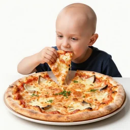 2 7 years old bald italian riccardo tinchelli eating gigantic kitten pizza