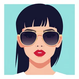 flat portrait art of an beautiful stylish beautiful punk wearing oversized euro sunglass visor, shaded, full of colour, trending on artstation, 4 k, focused, vector, by patrick nagel, simple bold clean lines