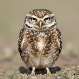 the burrowing owl didn't sleep standing or perched, he slept in what could be described as a squat with his short stubby tail supporting him, and his legs splayed out to the sides, burrowing owl doing as described, guardians of gahool