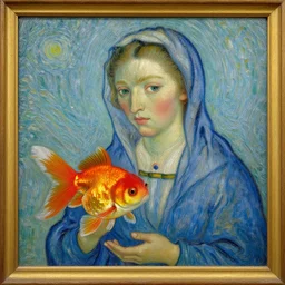 the madonna of the goldfish, oil painting by van gogh,