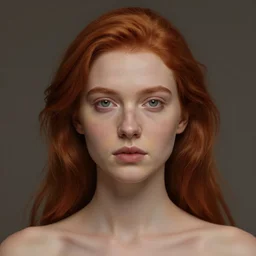 centered detailed portrait of a beautiful young woman with red hair, slender symmetrical face and body, inspired by dmitry prozorov, artstation, cinematic lighting, hyperdetailed, cgsociety, 8 k, high resolution, single face, insanely detailed