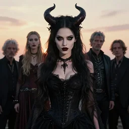 photographic portrait of a stunningly beautiful demonic gothic female in soft dreamy light at sunset, contemporary fashion shoot, by edward robert hughes, annie leibovitz and steve mccurry, david lazar, jimmy nelsson, breathtaking, 8 k resolution, extremely detailed, beautiful, establishing shot, artistic, hyperrealistic, beautiful face, octane render
