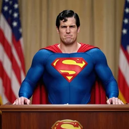 a clearly intoxicated superman delivering the state of the union address