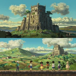 2 d landscape of sidescrolling rpg trailler, studio ghibli, pixar and disney animation, sharp, rendered in unreal engine 5, highly detailed, digital painting, artstation, concept art, smooth, sharp focus, illustration, wide angle, artbook, wallpaper, splash art, promo art, dramatic lighting, art by artgerm and greg rutkowski and bo chen and jin xiaodi