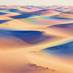 highly detailed sand dunes with many different shades of blue pink orange yellow green, by gilbert williams, by simon stalenhag, by beeple, by bruce pennington, by james jean, featured in juxtapoz, mixed media, dynamic composition, octane render, iridescent surfaces - w 1 0 2 4