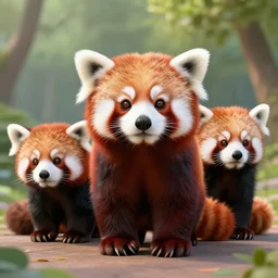 3 d render of a red panda