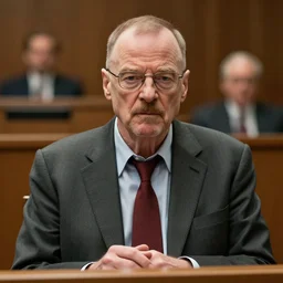 walter white on trial in a courtroom, highly detailed, extremely high quality, hd, 4 k, 8 k, professional photographer, 4 0 mp, lifelike, top - rated, award winning, realistic, detailed lighting, detailed shadows, sharp, no blur, edited, corrected, trending