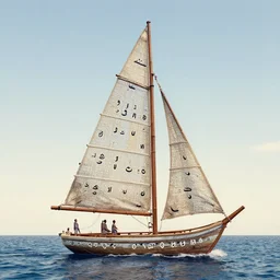 a sailboat made of arabic letters