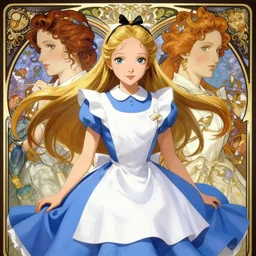 symmetry!!!!!! beautiful anime girl, alice in wonderland, close portrait, wearing delicate blue dress, ultra detailed, elegant, intricate, anime, dynamic lighting, digital art, digital painting, artstation, wlop, sharp focus, illustration, art by artgerm and greg rutkowski and alphonse mucha, 8 k
