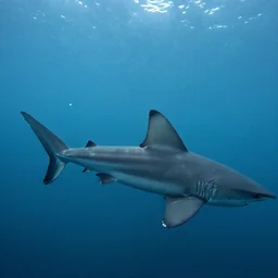a sea with shark fins above water