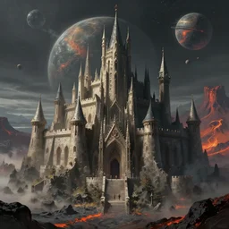 fortress inquisitorious in a volcanic planet concept art by Doug Chiang, cinematic,