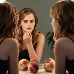 emma watson checking out her peaches in the mirror