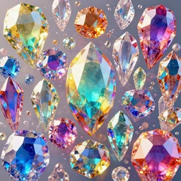 hypermaximalist overdetailed collage of all shiny colorful crystals of the planet together. geometric lowpoly. beautiful polished shiny 8 k 3 d gigapixel render. unreal engine. 1 0 0 0 0 colorful beautifully cutted gems in rainbow bismuth cyberpunk colorpalette.
