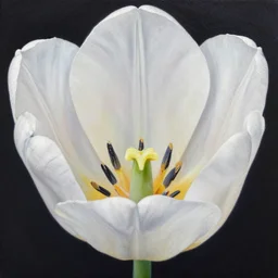 rule of thirds intricate inside the tulip extreme closeup on a table, an ultrafine detailed painting by rafal olbinski, behance contest winner, pop surrealism, detailed painting, very detailed, minimalist, skeuomorphic, airbrush art