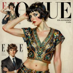 roaring 1 9 2 0 s flapper, vogue magazine, instagram fashion, elle magazine, ilya kuvshinov, john singer sargent, oil painting, shaft anime key visual, trending on artstation, crop top, intricate