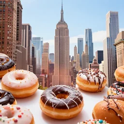 New York City transformed into doughnuts