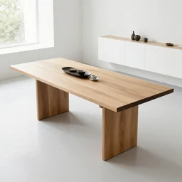 luxurious oak table with coffee in a modern white zen minimalist apartment