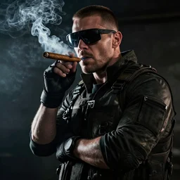 captain price from call of duty modern warfare 2 0 1 8 smoking cigar in dramatic light