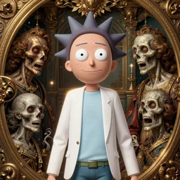highly detailed full body portrait of morty, comic book cover art, global illumination, sharp focus, octane rendering, specular radiant light, detailed and intricate environment, hyper realistic elegant grotesque reinassance digital painting concept art by cristian sauret