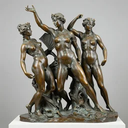 bronze sculpture of the satanic dutch - angle investment of the muses, artwork by franz von stuck