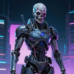 a cyberpunk futuristic retrowave synthwave detailed masamune shirow portrait of a zombie cyborg terminator.
