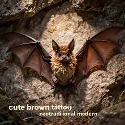 “cute brown bat tattoo, neotraditional modern”