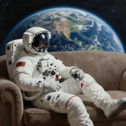 beautiful painting of astronaut sitting in sofa with cup of coffee looking at far earth, wide shot, digital painting, intricate details, trending on artstation, concept art, octane render, realistic, highly detailed, smooth, sharp focus, beautiful, 4 k, 8 k, hd, art by charlie bowater and artgerm and greg rutkowski