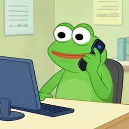 pepe the frog getting a call from the based department