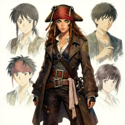 female pirate with trench coat, brown hair, behance hd artstation, style of jesper ejsing, by rhads, makoto shinkai and lois van baarle, ilya kuvshinov, ossdraws