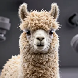 highly rhythmic expressionistic wild symmetrical nano-scale furry llama portrait in Scanning tunneling microscope pleasing palette trending on artstation sculpture, HQ 8k scan