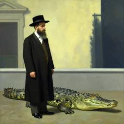 an ultra Orthodox Jew and a crocodile by Edward Hopper