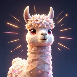 vivid 3D animated designscapes with bursts of radiant particles–building an ethereal llama portrait, professional concept art, trending on artstation, geometric llama