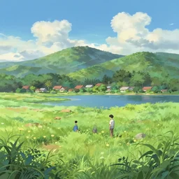 hawaian landscape illustration by makoto shinkai and simon stalenhag