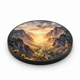 glowing trivet, photorealistic, isolated on a pure white background, centered, entire object in frame, sharp focus, soft studio lighting
