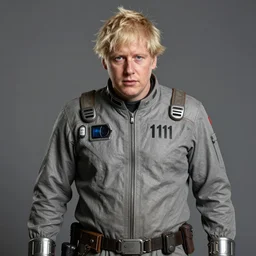 Boris Johnson as the Sole Survivor from Fallout 4 wearing a Vault 111 suit