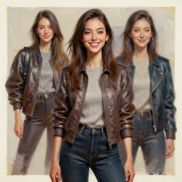 3 d, smiling fashion model looks into the frame, intricate oil painting, high detail, figurative art, multiple exposure, poster art, 3 d, by stanley kubrick and tooth wu and wlop and beeple