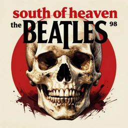 album cover for south of heaven by the beatles, 1 9 8 8, a giant skull, pain and torment, by geiger and goya and greg rutkowski, trending on artstation