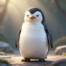 Fat penguin. Photorealistic. 4k. God rays. Highly detailed. VRay Rendering. Unreal Engine.