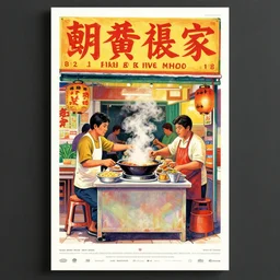 poster of a singaporean hawker food designed by saul bass