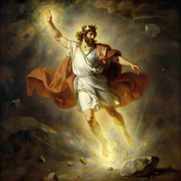 ancient roman steve buscemi wearing the civic crown while he floats and hovers above the ground glowing with power small rocks and pebbles begin lifting off the ground around him, art by anders zorn, wonderful masterpiece by greg rutkowski, beautiful cinematic light, american romanticism by greg manchess, jessica rossier