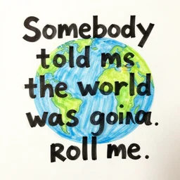 somebody once told me the world was gonna roll me, clipart, marker drawing