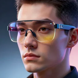 highly detailed futuristic Apple iGlass computer glasses on face of human, cyberpunk, hand tracking, concept art, character art, studio lightning, bright colors, intricate, masterpiece, photorealistic, hyperrealistic, sharp focus, high contrast, Artstation HQ, DeviantArt trending, 8k UHD, Unreal Engine 5
