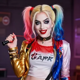 Lady Gaga as Harley Quinn, digital art, trending on artstation